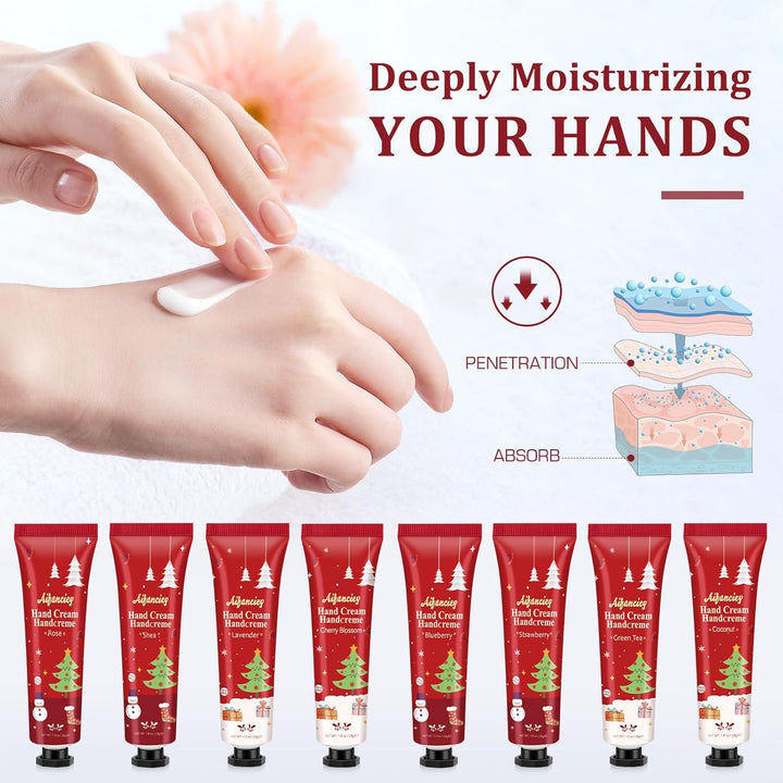 Handcreme Lippenstift Set,12pcs Mini Handcremes Fusscreme Lippenbalsam Set,Feuchtigkeitscreme Pflege