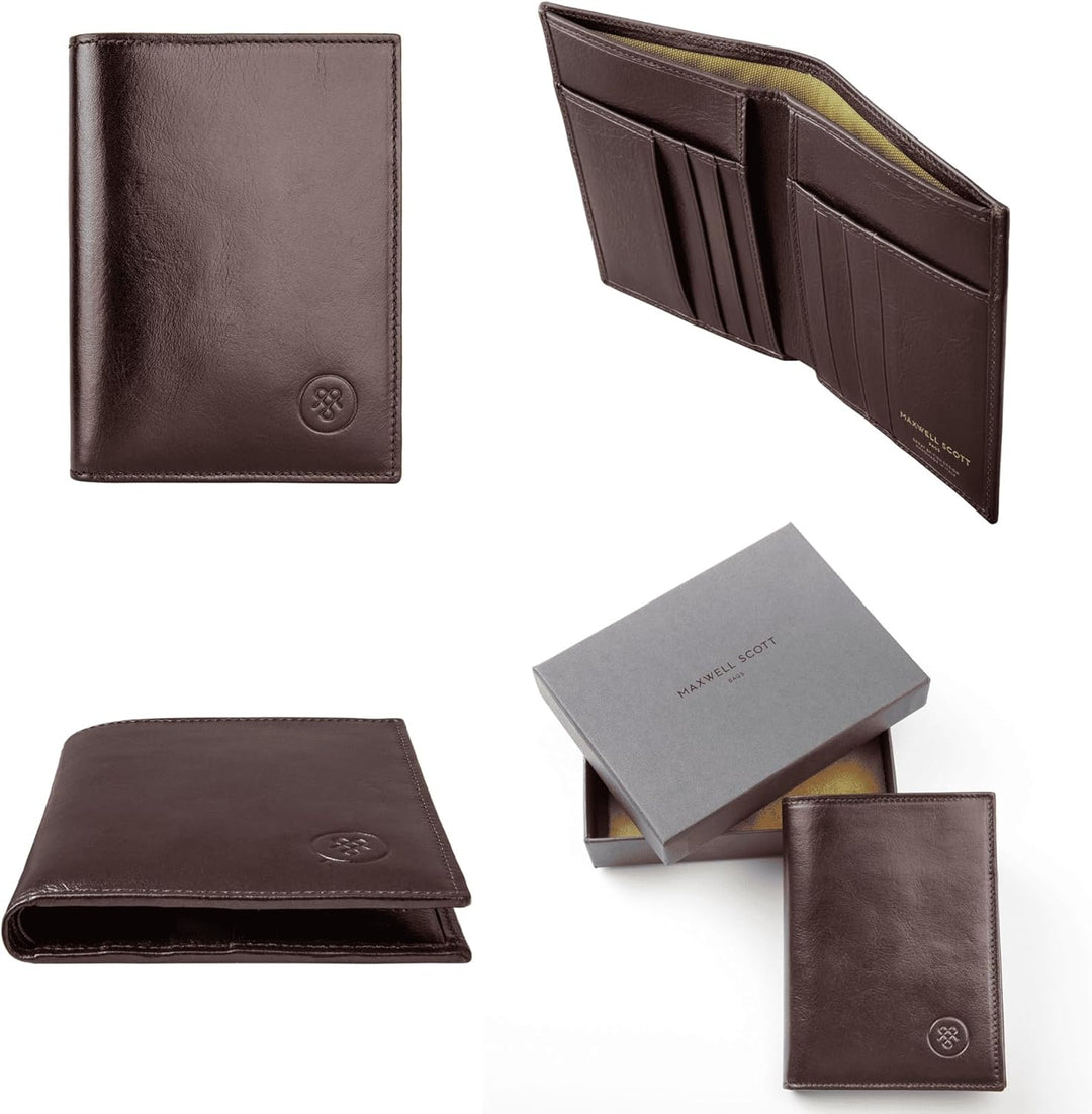 Maxwell Scott Hochwertige Herren Leder Brieftasche Salerno in Dunkelbraun, Dunkelbraun