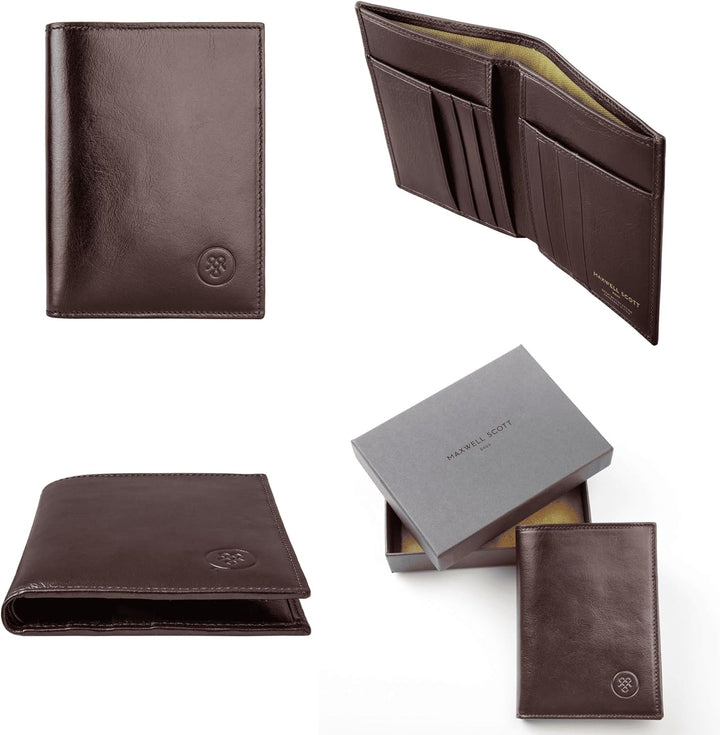 Maxwell Scott Hochwertige Herren Leder Brieftasche Salerno in Dunkelbraun, Dunkelbraun