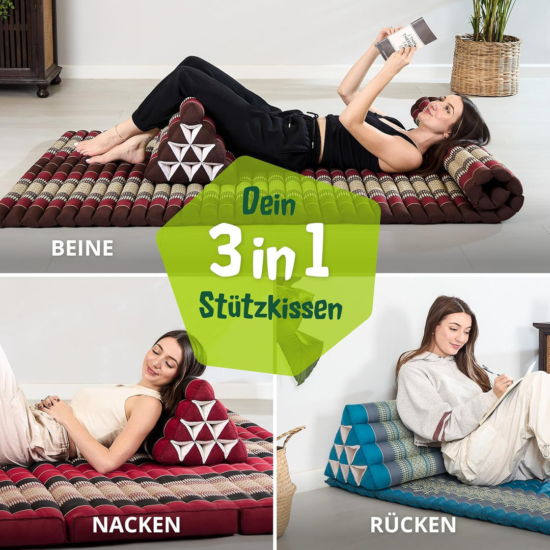 livasia Rückenstützkissen breit für Paare, Dreieckskissen für Garten und Balkon, Keilkissen mit Kapo