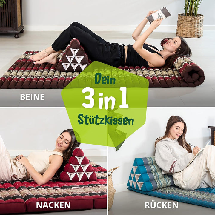 livasia Rückenstützkissen breit für Paare, Dreieckskissen für Garten und Balkon, Keilkissen mit Kapo