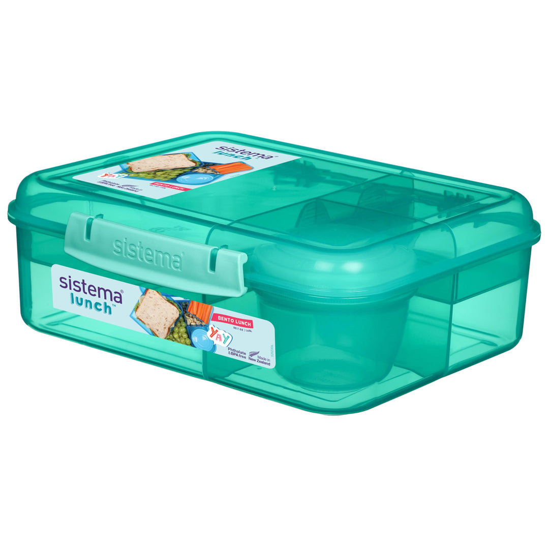 Sistema Bento Box LUNCH Aufbewahrungdose mit Fächern | 1,65 L Lunchbox mit auslaufsicherem Joghurt-