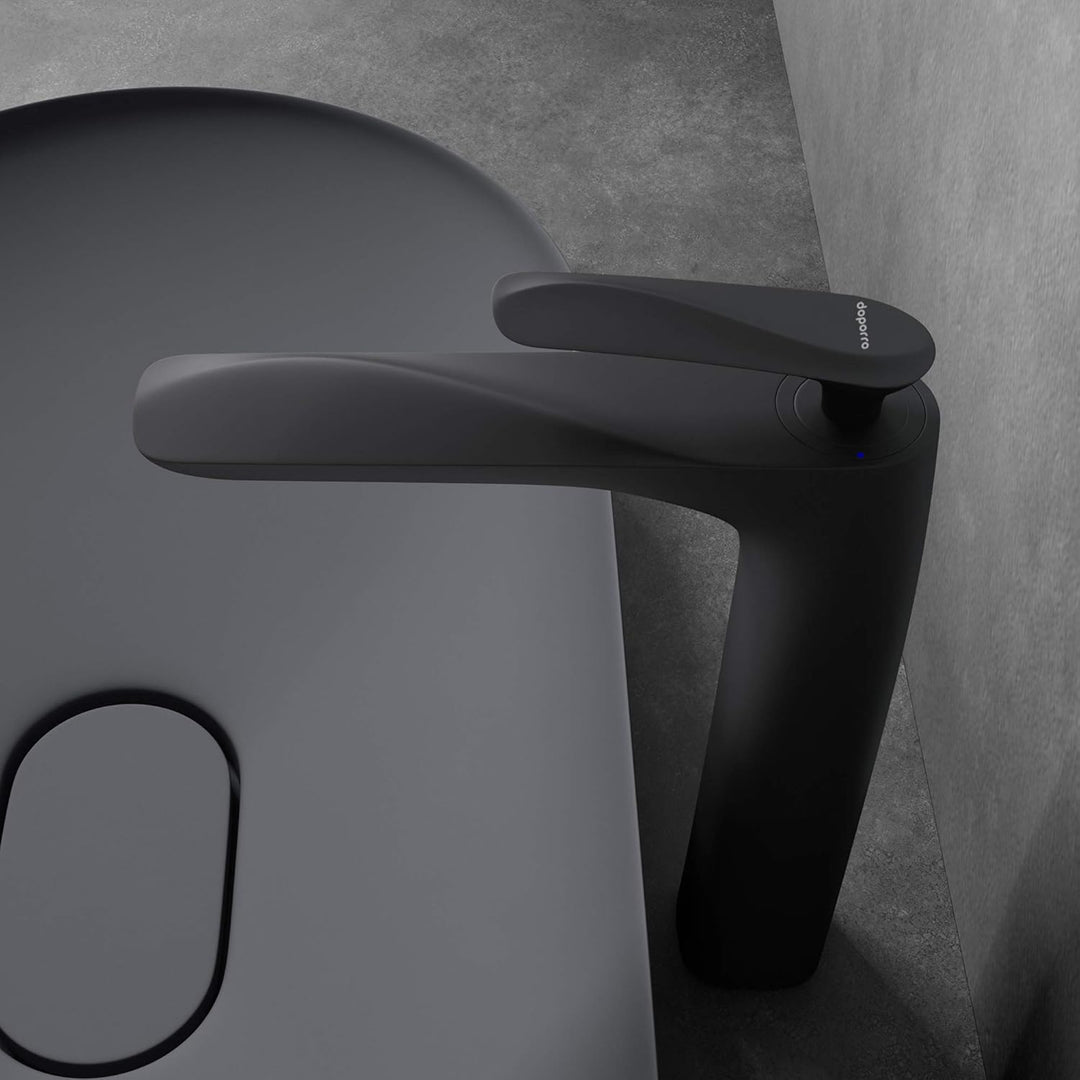 doporro Design Armatur Wasserhahn Bad Schwarz matt | Waschtischarmatur für Waschbecken | Waschbecken
