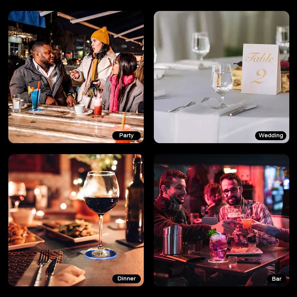 Joycabin 8 Stück LED Untersetzer, Bunt LED Untersetzer Leuchtende mit 7 Lichtmodi, Getränke Unterset