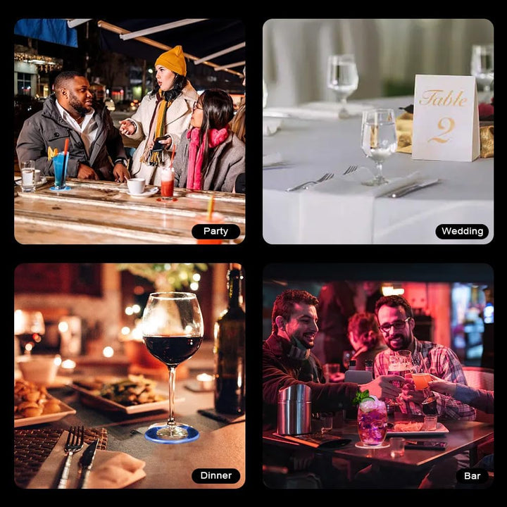 Joycabin 8 Stück LED Untersetzer, Bunt LED Untersetzer Leuchtende mit 7 Lichtmodi, Getränke Unterset