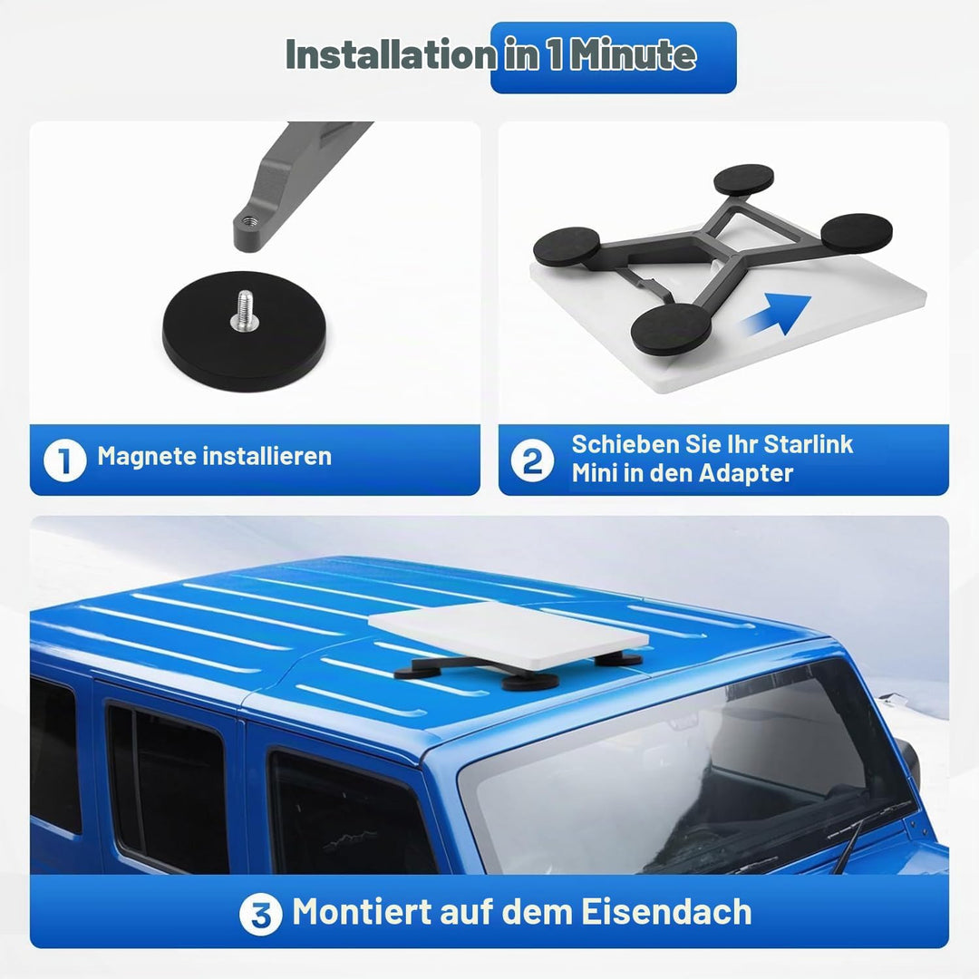 Starlink Mini Magnetische Halterung - Starlink Mini Dachmontage aus Aluminiumlegierung für Auto, Min
