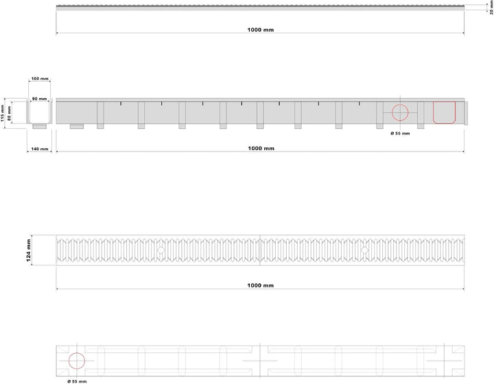 Entwässerungsrinne 2x1m Abdeckrost 1,5t verzinkt Ablaufrinne Abwasserrinne Abwasser Verzinkt 2x 1 m