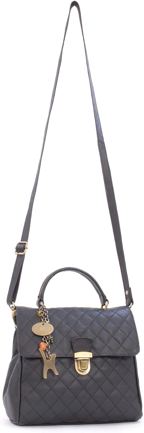 Catwalk Collection Handbags - Gesteppte Leder - Handtasche/Schultasche/Henkeltasche - Handtasche mit