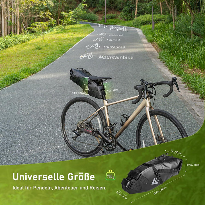 Fahrradtasche Wasserdicht BackLoader Satteltasche - 10L Bikepacking Taschen Fahrradtasche Sattelstüt