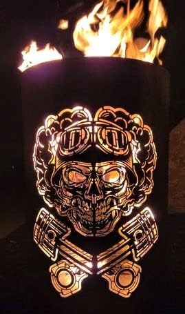 TiKo-Design® Feuertonne Feuerkorb mit Motiv – Lagerfeuertonne mit Motiv Skull – Verleihen Sie Ihrem