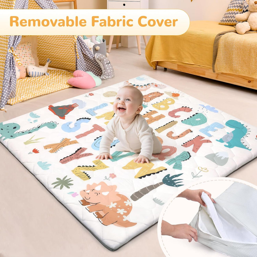 Spielmatte Baby 127×127cm mit Rutschfest, Extra Dicke 2cm Weiche Abtrennbar Krabbelmatte Baby, Faltb