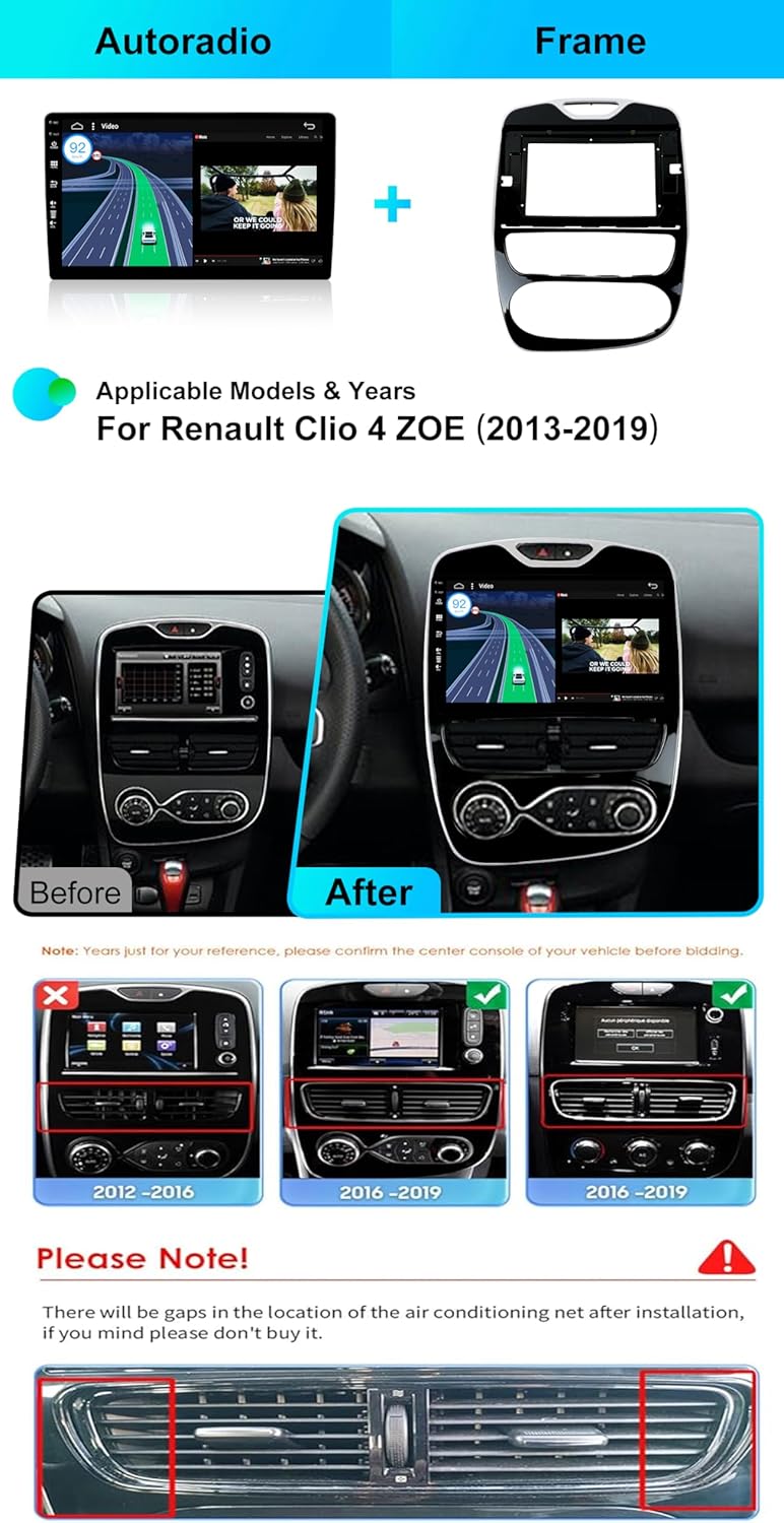 Android 15 IPS Autoradio Passt für Renault Clio 4 (2016-2019) - Eingebautes CarPlay Android Auto - K