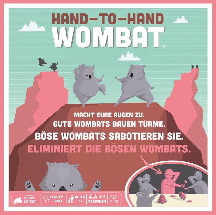 Exploding Kittens | Hand-to-Hand Wombat | Partyspiel | 3-6 Spieler | Ab 7+ Jahren | 15 Minuten | Deu