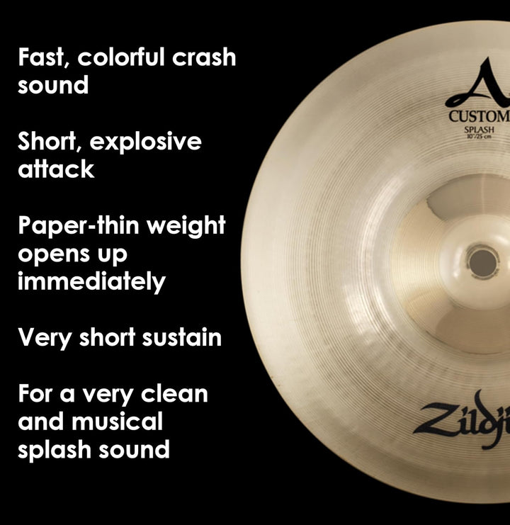 Zildjian A Custom Series - 10" Splash Cymbal- Brilliant finish 10 Zoll Brilliant Finish, 10 Zoll Bri