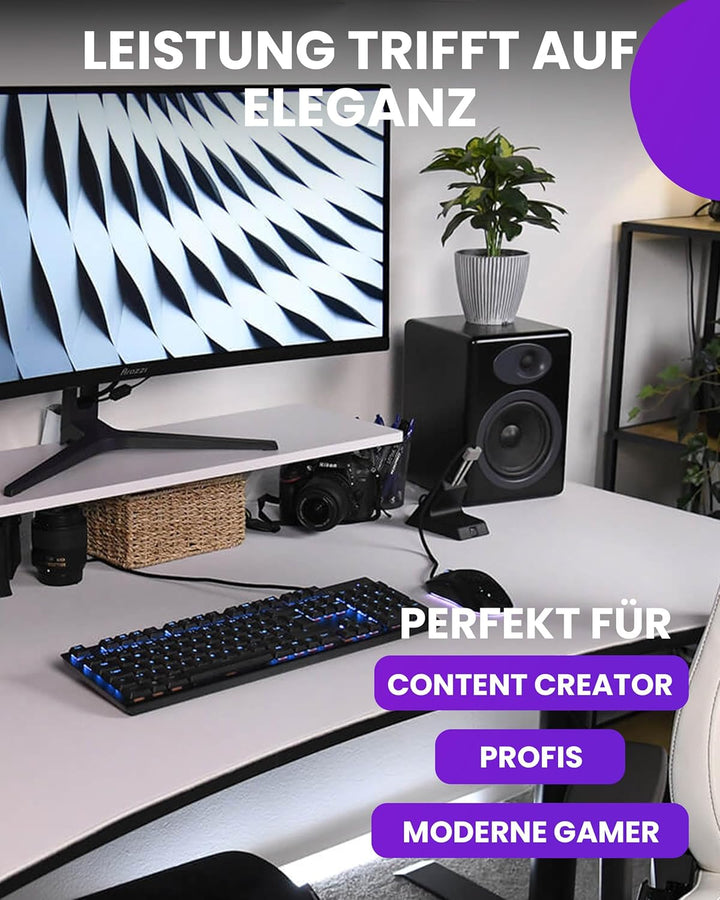 Arozzi Desk Riser Gross – Monitorständer für Zwei Bildschirme, Zusätzliche Schreibtischablage, Robus