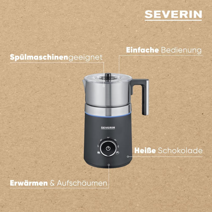 SEVERIN SPUMA 700 Induktions-Milchaufschäumer, elektrischer Milchaufschäumer ohne Anbrennen, spülmas