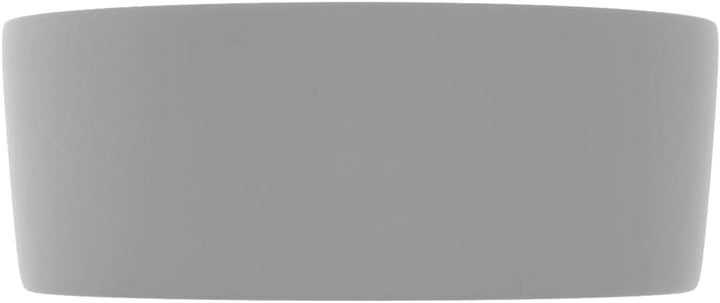 WIFESE Luxuriöses Waschbecken Rund Matt Hellgrau 40x15 cm Keramik Aufsatzwaschbecken Eckig Badezimme