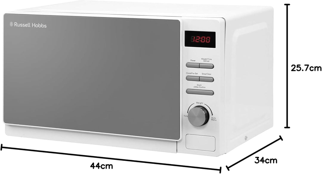 Russell Hobbs RHM2079A Digitale Solo-Mikrowelle, 20 L, 800 W, 5 Leistungsstufen, automatisches Aufta