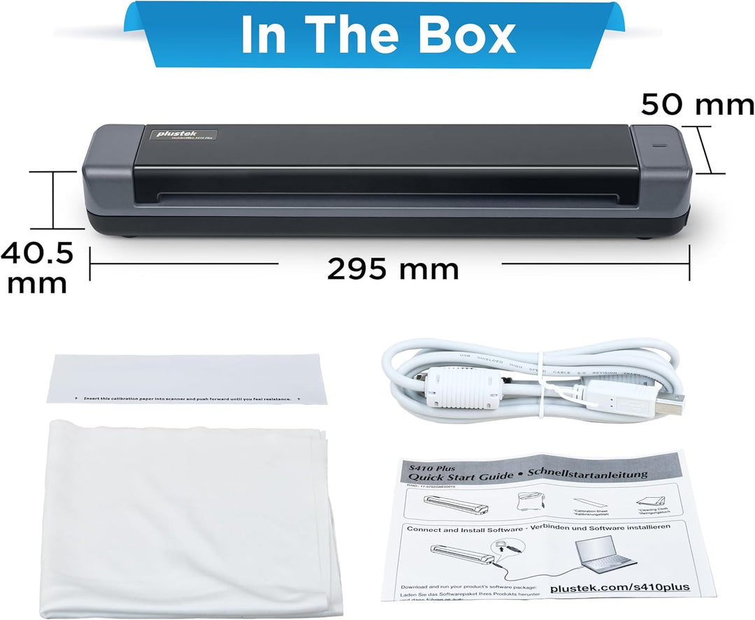 Plustek MobileOffice S410 Plus - mobiler Dokumentenscanner (600dpi, A4, USB) inkl. Plustek iDoc Soft