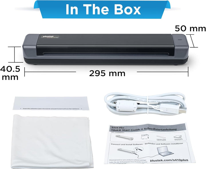 Plustek MobileOffice S410 Plus - mobiler Dokumentenscanner (600dpi, A4, USB) inkl. Plustek iDoc Soft