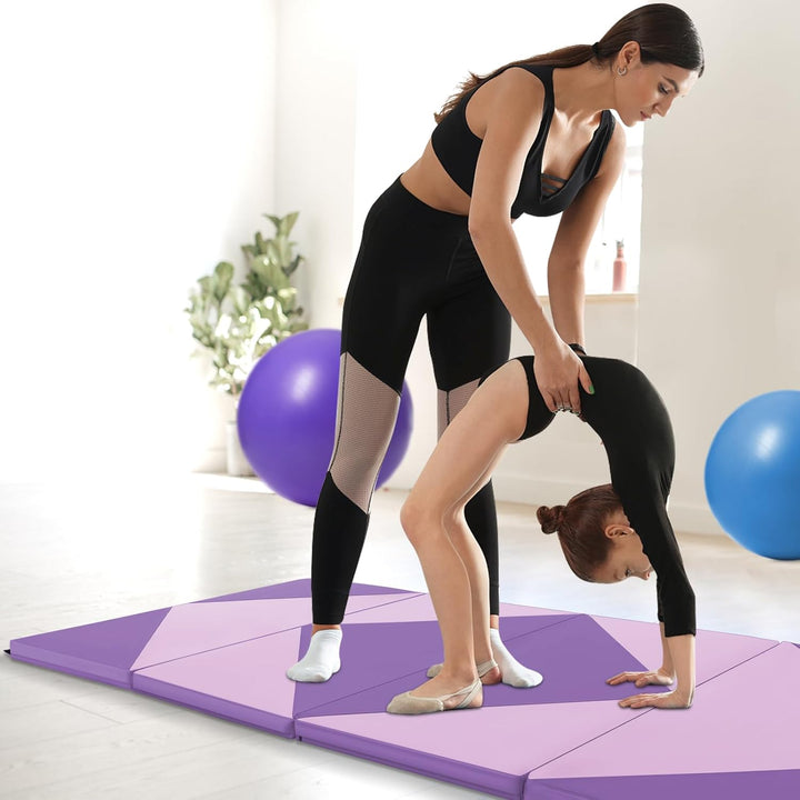 GYMAX Klappbare Turnmatte, tragbare Weichbodenmatte mit 2 Griffen, wasserdichte Gymnastikmatte mit K