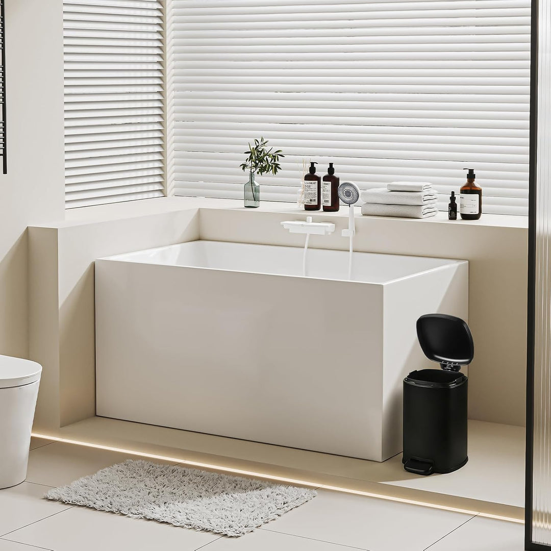 Treteimer Edelstahl, Schwarz Abfallbehälter für Bad, Küchen mit Soft-Close-Deckel, Inneneimer, Moder