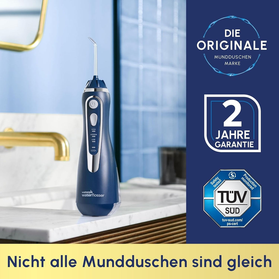 Waterpik Kabellose Munddusche Advanced, 4 Aufsätze, Druckbereich 3,1 bis 5,2 bar, 3 Druckeinstellung