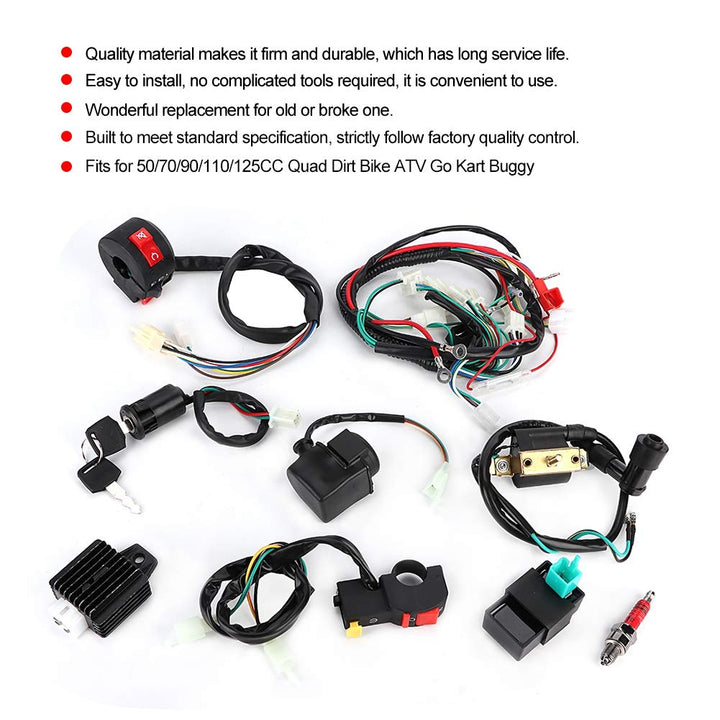 KIMISS Kabelbaum CDI ， Kabelbaum Magnetspulengleichrichter CDI-Kit Passend für 50ccm 70ccm 110ccm 12