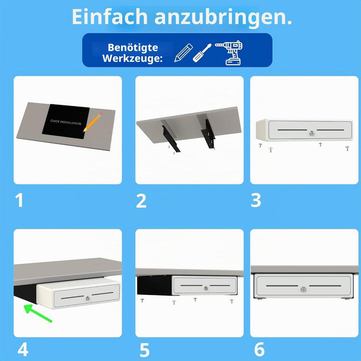 Montagehalterung für Wertschublade – 2 x Führungen, für Wechselgeldschublade von 33 und 41 cm, einfa