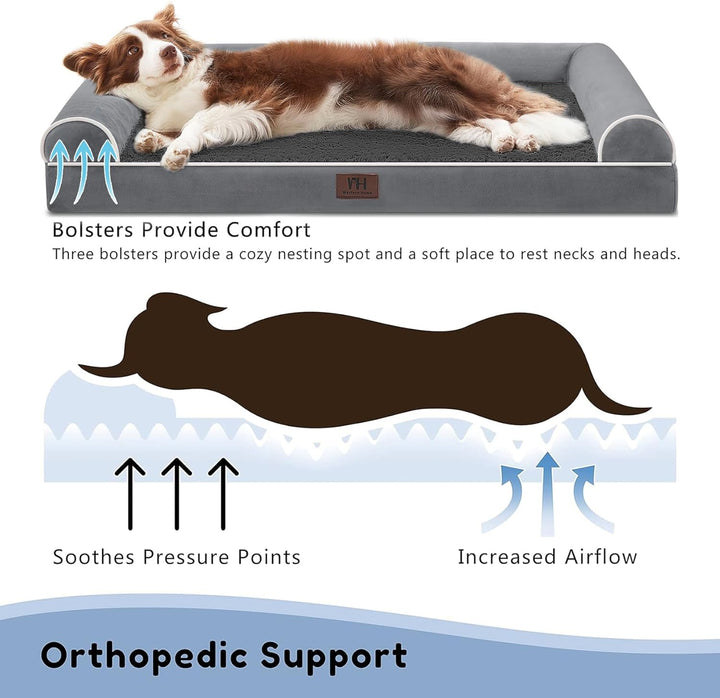 WESTERN HOME Orthopädisches Hundebett mittelgrosse Hunde hundesofa Hundecouch Hunde Bettchen mit Hoh
