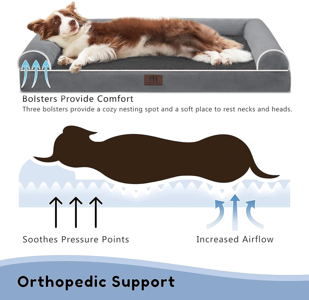 WESTERN HOME Orthopädisches Hundebett mittelgrosse Hunde hundesofa Hundecouch Bettchen mit Hoher Ran