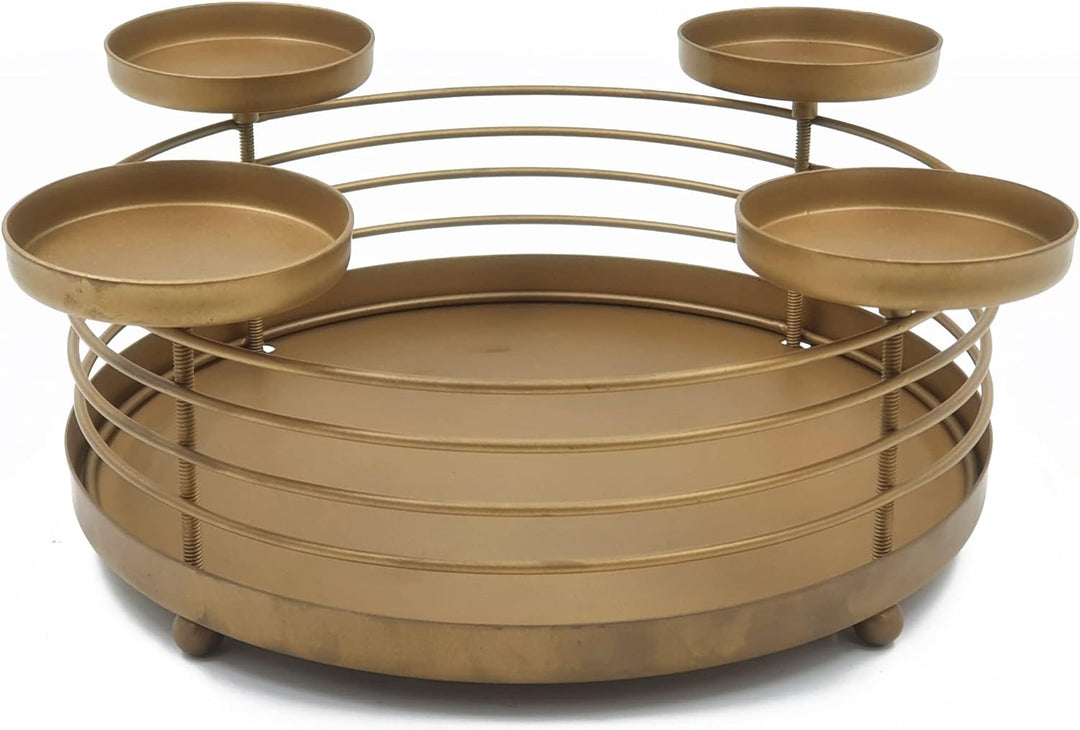 matrasa Design Adventskranz aus Metall - Kerzenleuchter Advent Kerzenhalter schmückbar Bronze