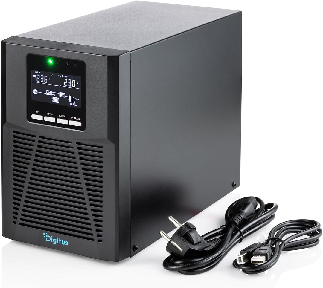 DIGITUS OnLine USV-System – 1 kVA 1 kW – 4X IEC C13 Steckdosen – Tower | Unterbrechungsfreie Stromve