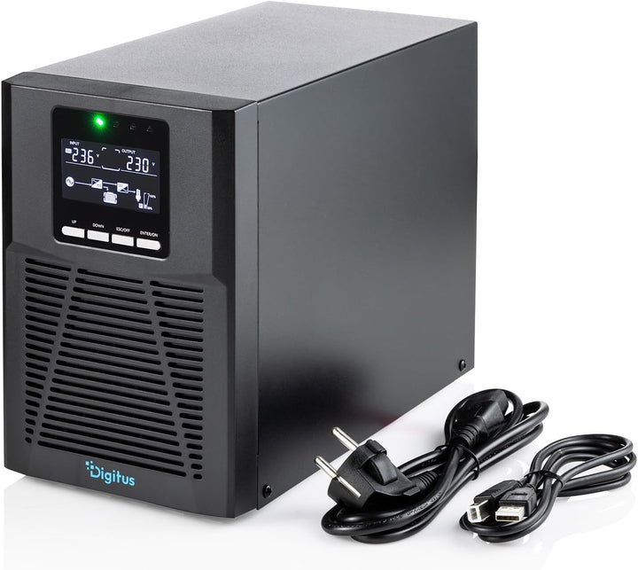DIGITUS OnLine USV-System – 1 kVA 1 kW – 4X IEC C13 Steckdosen – Tower | Unterbrechungsfreie Stromve