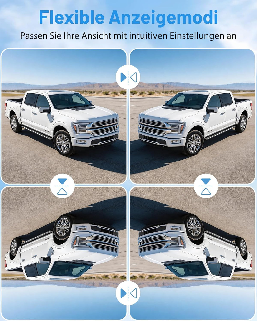Rückfahrkamera Kabellos, 5" Digital Rückfahrkamera Set HD, Nachtsicht-Kit, Schnellinstallation, Stab
