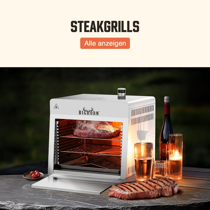 BIG HORN OUTDOORS 815.6 °C Infrarot Grill Tischplatte Broiler, tragbarer Propan-Steakkocher, Edelsta