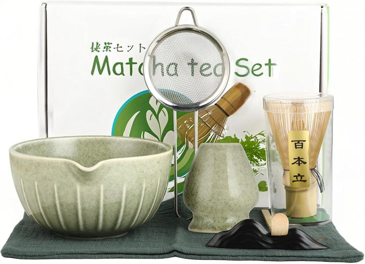 Matcha Set - Matcha Tea Set 7 Piece - Matcha Besen Set - für Einsteiger - Matcha Besen, Matcha Filte