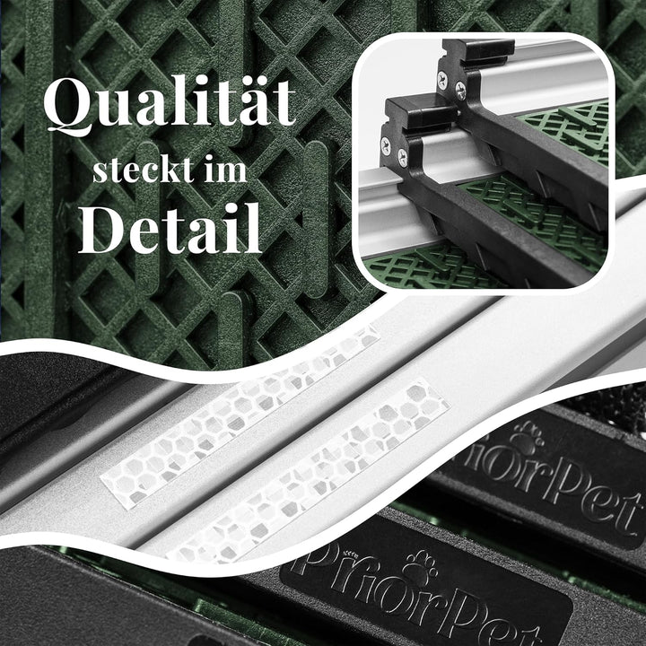 Hunderampe Auto Klappbar - Stabile und rutschfeste Hundeleiter Auto & SUV bis zu 90kg Belastbar - Te