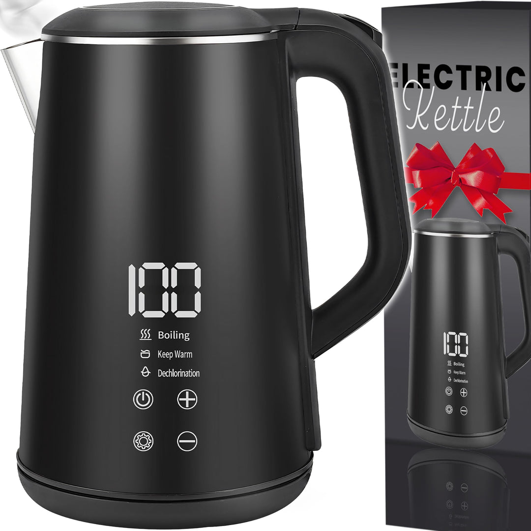 Retoo Elektrischer Wasserkocher 1,6L LED Beleuchtung 1500W Schnellaufheizung Edelstahl, BPA Frei, Te
