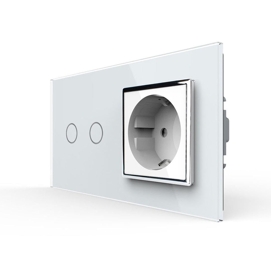 LIVOLO Touch - Rollladenschalter/Jalousienschalterund Steckdose Unterputz Komplettset mit Glasblende