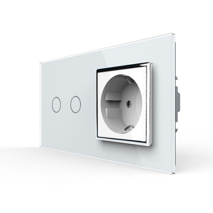 LIVOLO Touch - Rollladenschalter/Jalousienschalterund Steckdose Unterputz Komplettset mit Glasblende