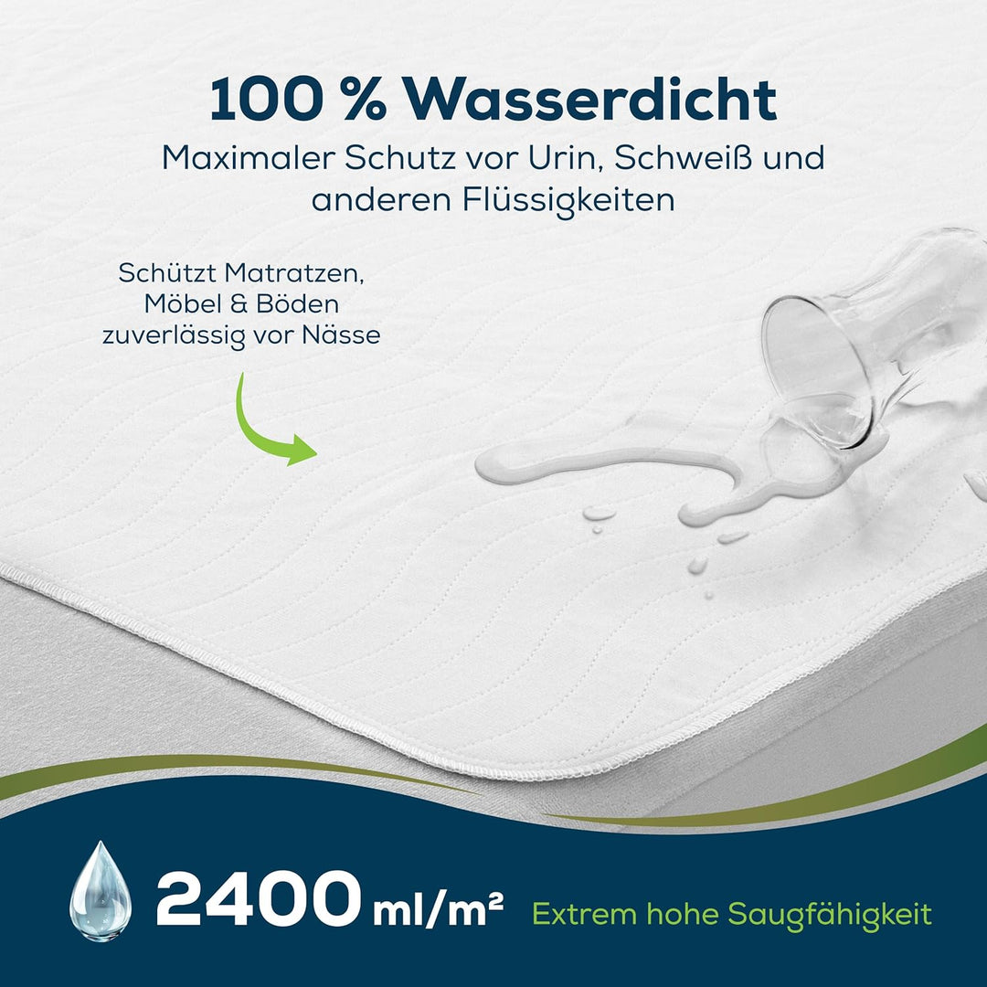Sensalou Inkontinenzauflage 90x160 cm wasserdichte Bett Inkontinenzunterlage waschbar, atmungsaktiv,