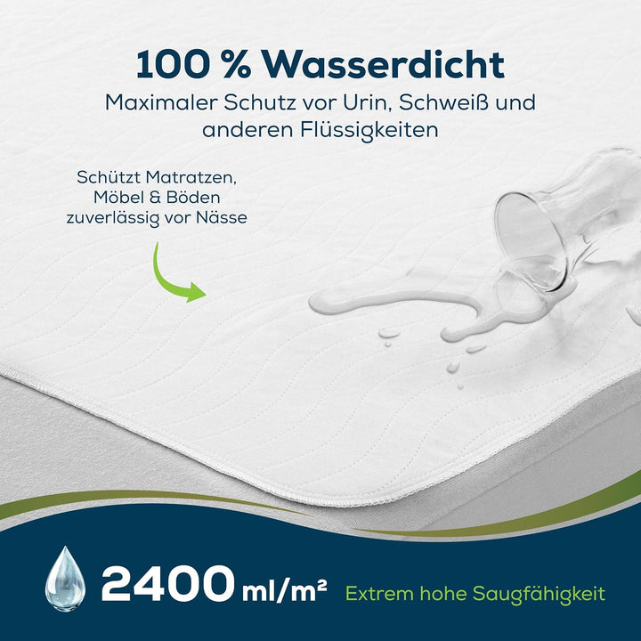 Sensalou Matratzen Auflage 70x100 cm - 2 Stück wasserdicht, waschbar - Inkontinenz Matratzenschutz U