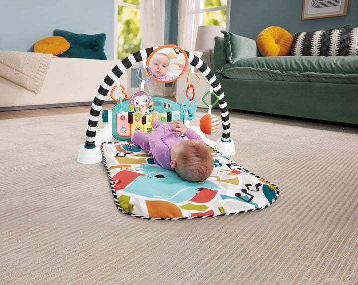Fisher-Price Kontrast Kick & Play Pianospieldecke für Babys, Spielspass Pianospieldecke, tragbares M