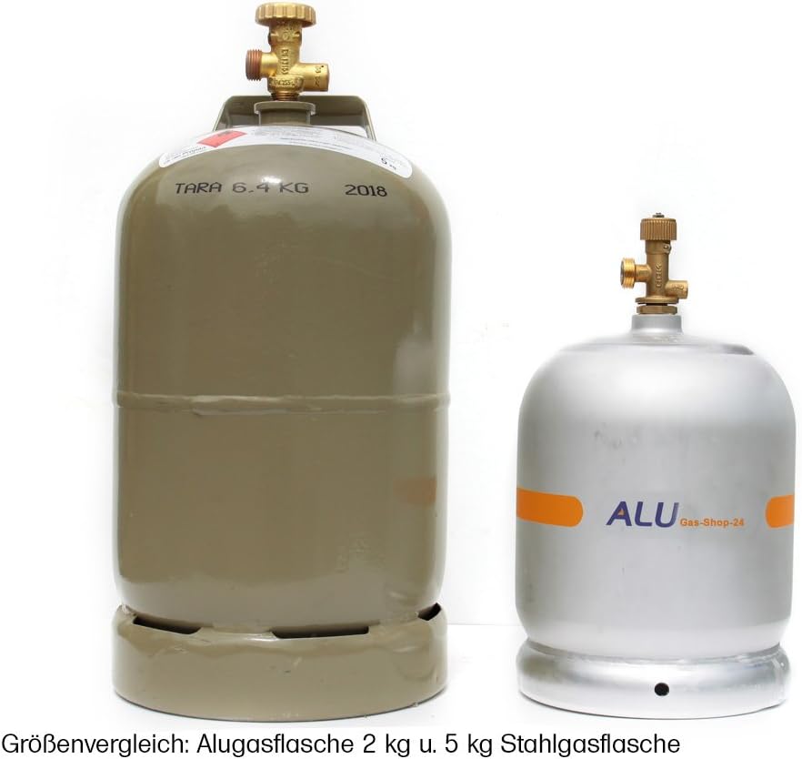 Alu Propangasflasche/Gasflasche 2,7 kg mit abnehmbarem Gasventil (Propan-Gasflasche Aluminium Marine