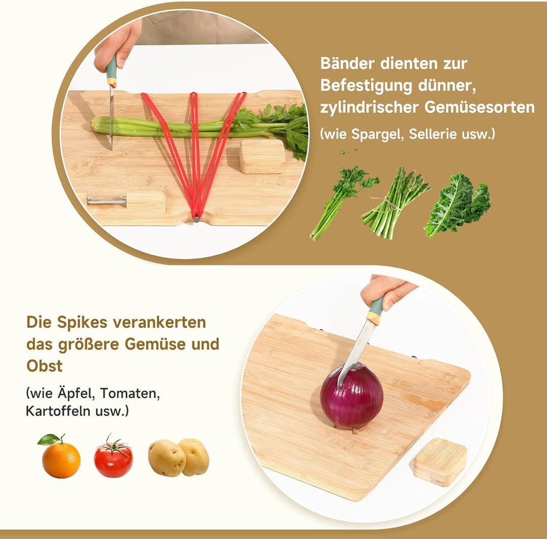TYYIHUA Einhand-Schneidebrett, Adaptives Schneidebrett mit Schäler, Brotstoppern und Stahlspikes, Ha