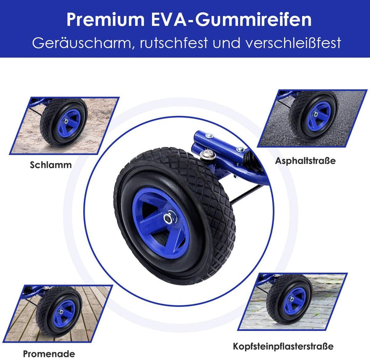 COSTWAY Gokart mit Handbremse und verstellbarem Sitz, Tretauto mit Vor- und Rückwärtsgang, Go Cart f