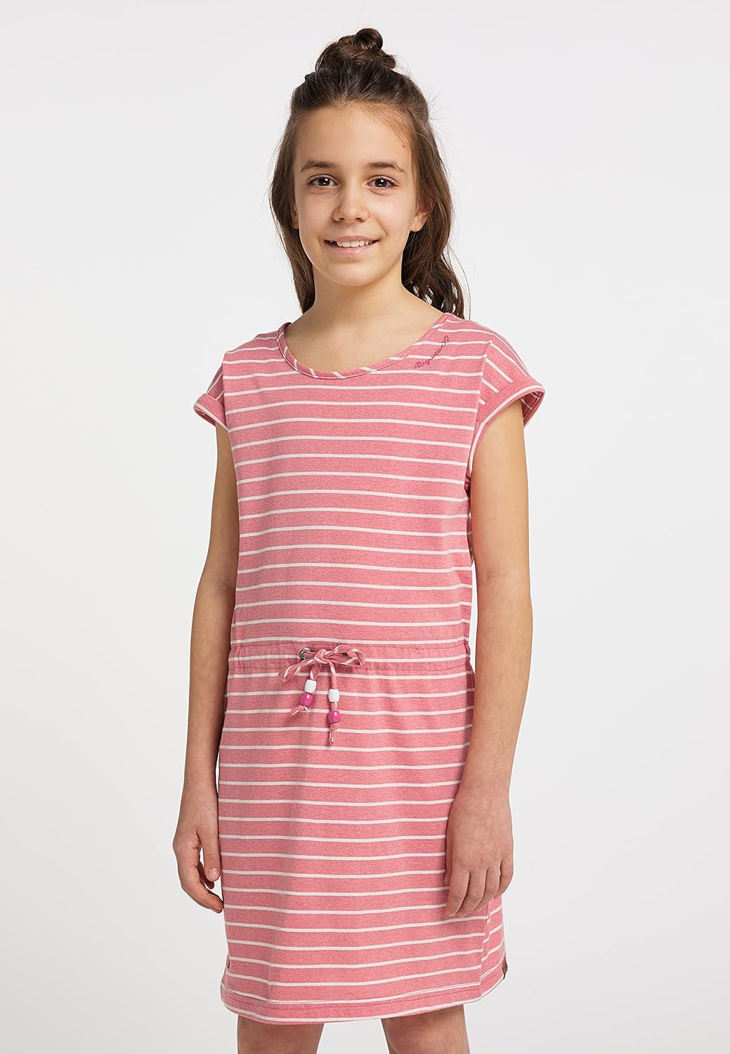 Ragwear Mädchen Kleid Lippi Stripes Dress Sommerkleid gestreift Marine aus weicher Baumwolle, Rosa