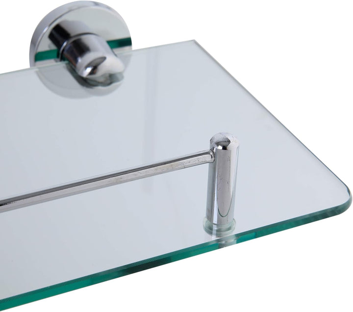 axentia Wandablage aus Glas mit verchromter Fassung als Badregal - Wandregal Bad & WC - Badablage fü