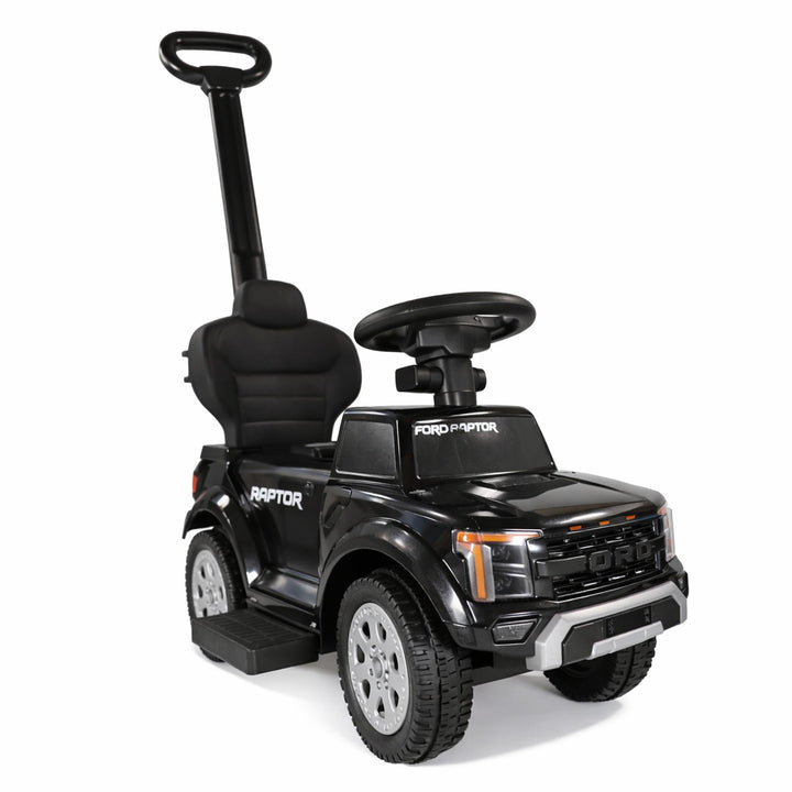 Lemodo Rutschauto Ford F-150 schwarz mit Schiebestange, Kinderfahrzeug aus Kunststoff mit Sound-Lenk